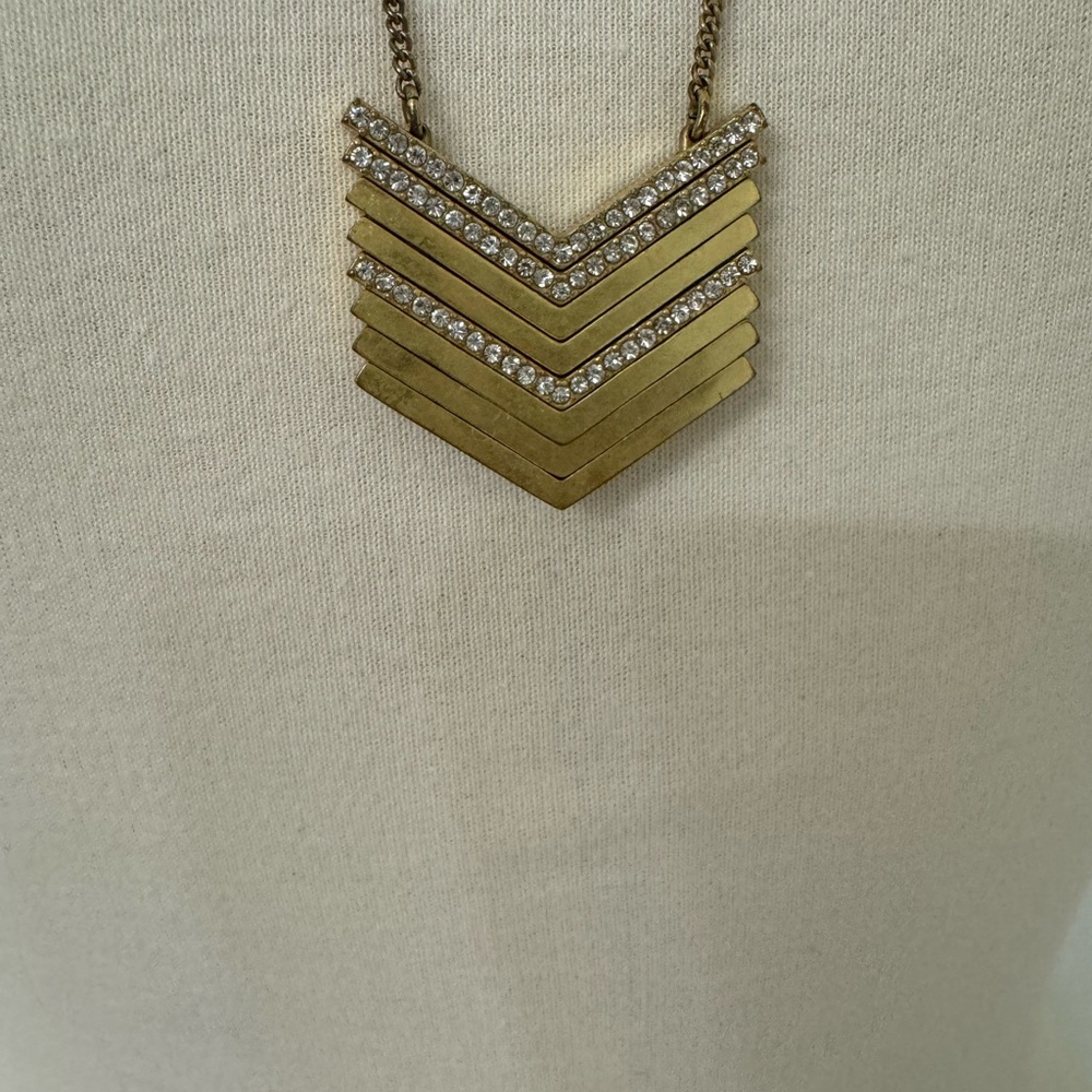 Pre-Owned J. Crew Gold Tone Arrowstack Necklace W… - image 3